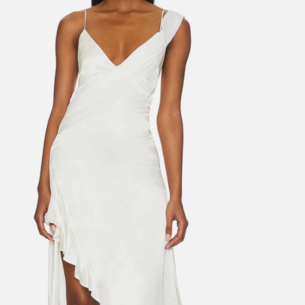 NWT For Love & Lemons James Asymmetrical White Gown Dress M $ 468 MSRP